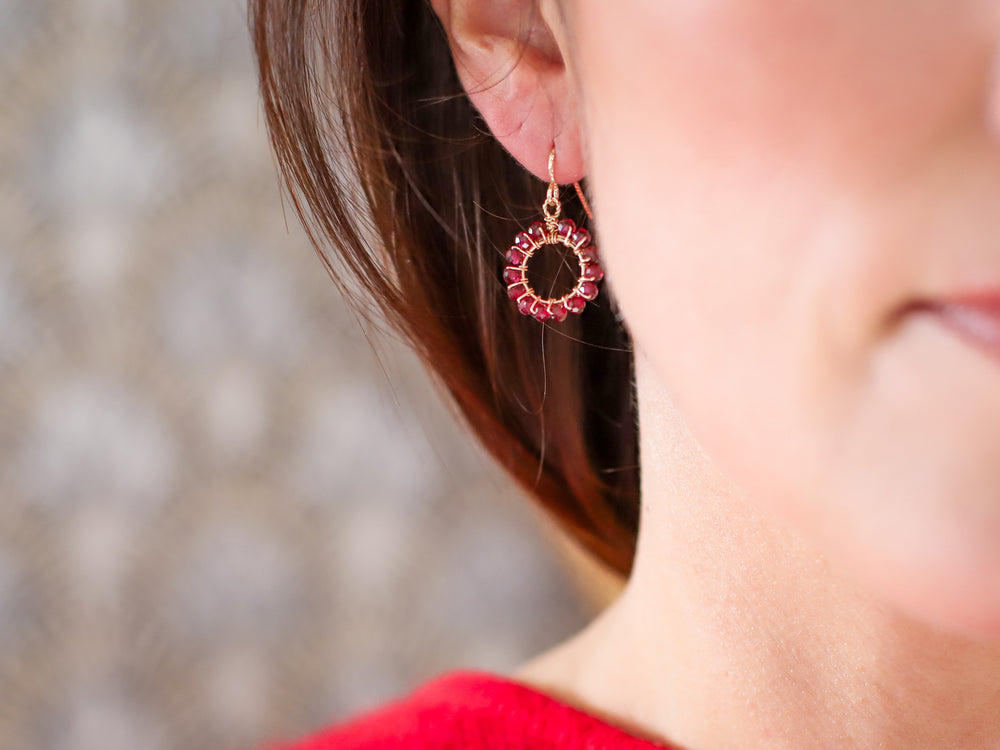 Boucles Liseré de perles Grenat