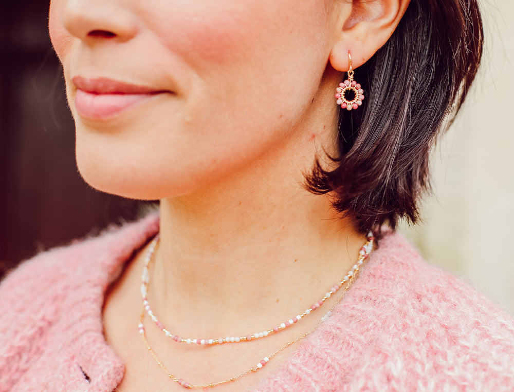 Collier Vanille Fraise, perles