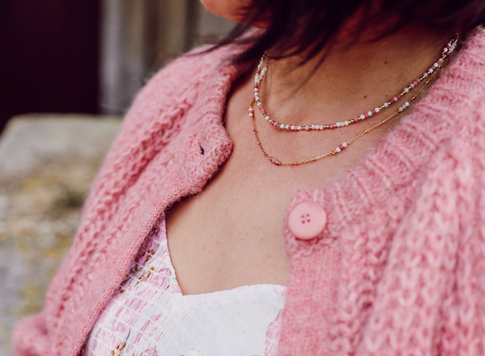 Collier Vanille Fraise, perles