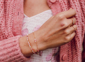 Bracelet Vanille fraise, perlé