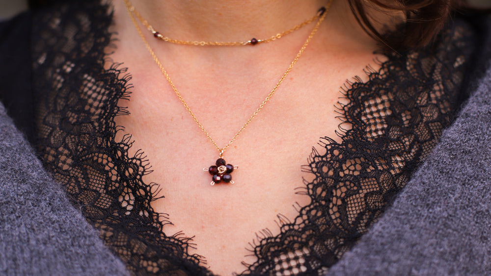 Collier Grenat ras-de-cou chaîne