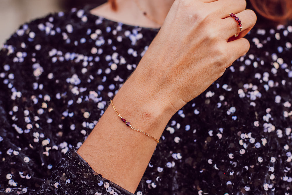 Bracelet Léa Grenat chaîne