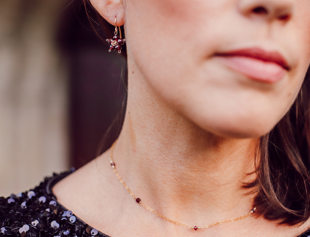 Boucles Fleurettes Grenat ou Cristal