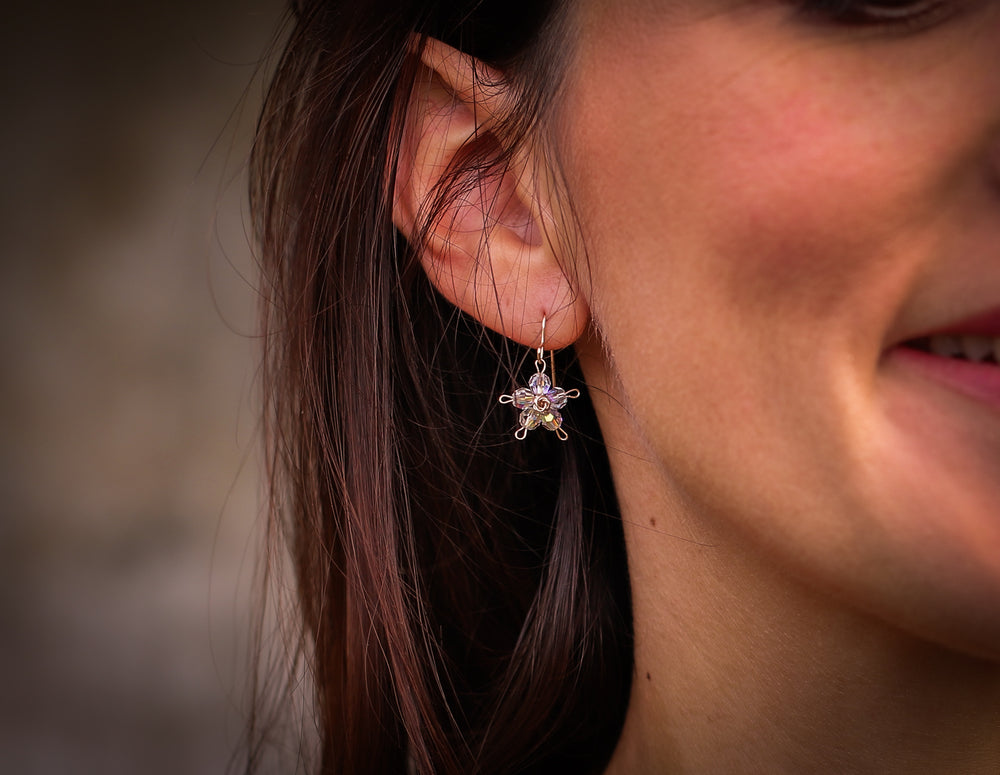 Boucles Fleurettes Grenat ou Cristal