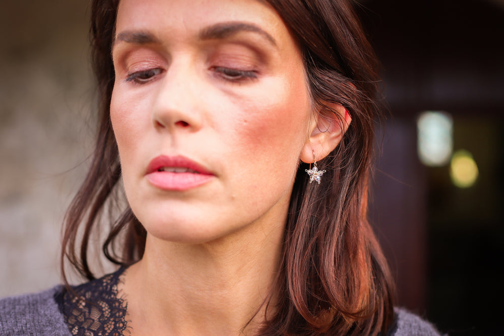 Boucles Fleurettes Grenat ou Cristal