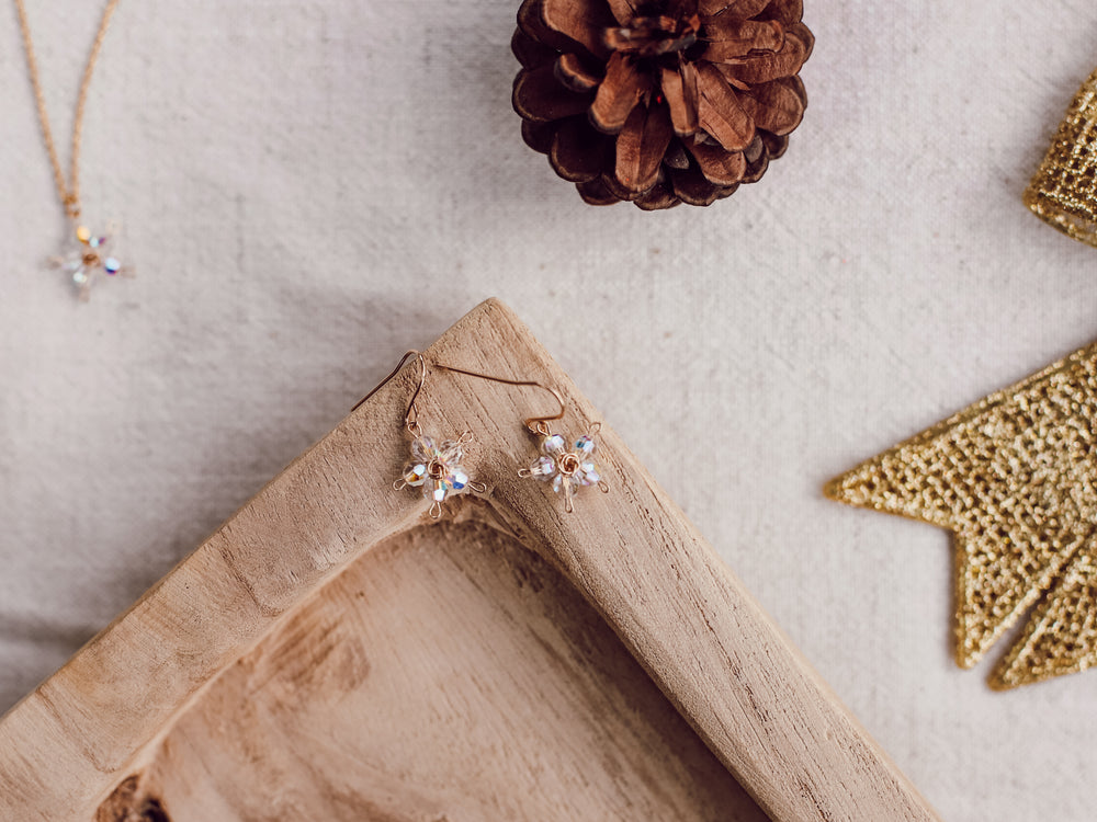 Boucles Fleurettes Grenat ou Cristal