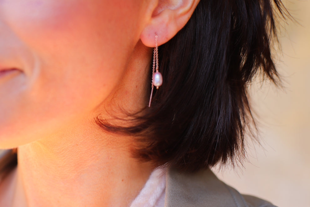 Boucles d'oreilles Les Délicates Perle d'Eau Douce rose mauve