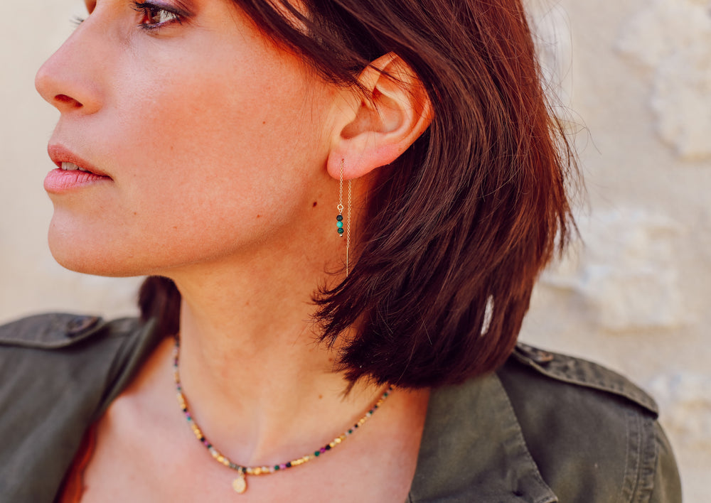 Boucles d'oreilles Les Délicates Malachite