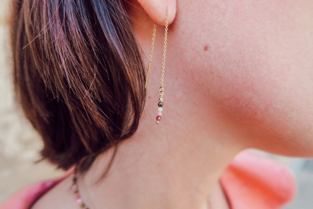 Boucles d'oreilles Les Délicates Rose précieuse